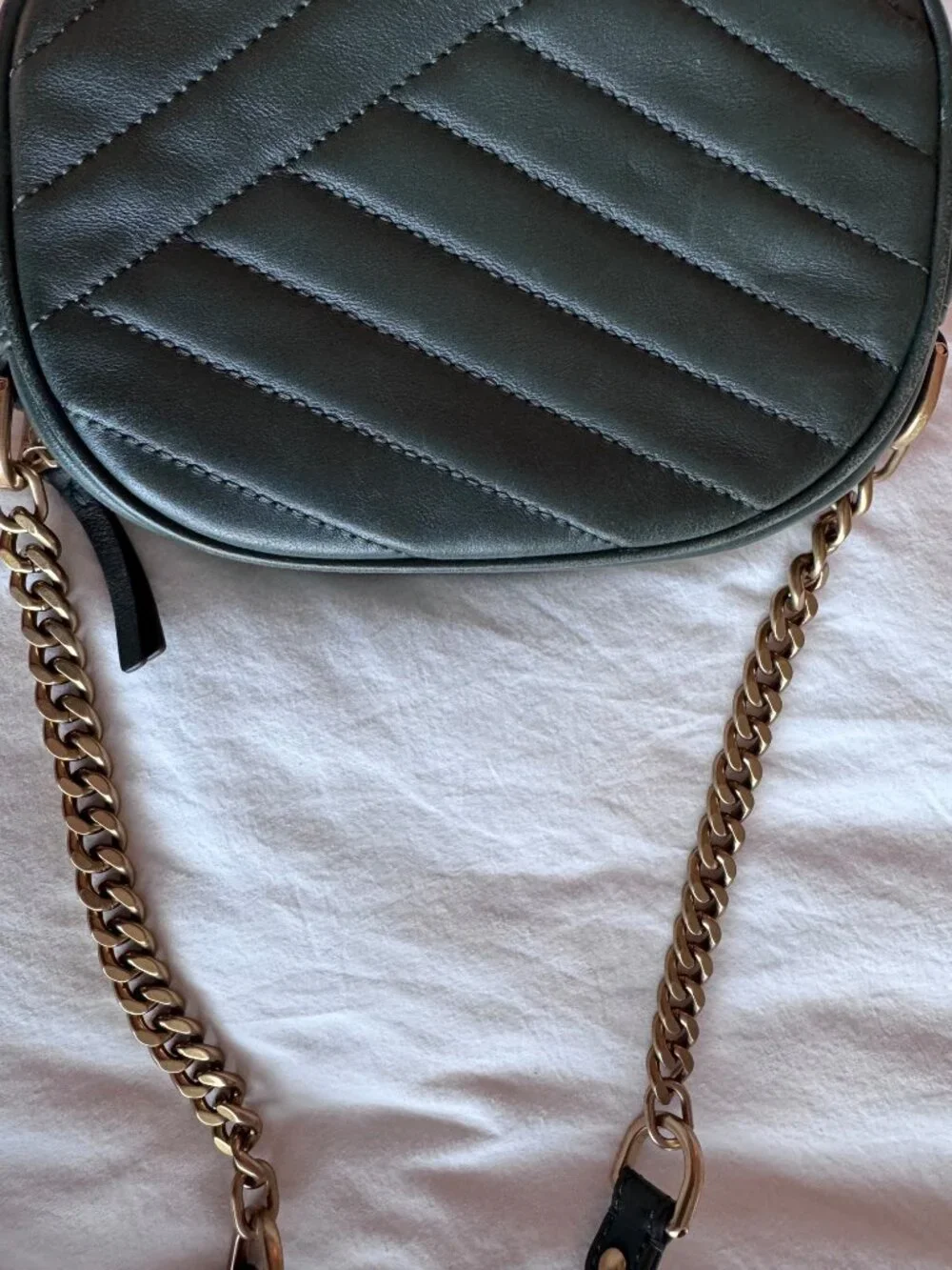 Tory Burch Kira Chevron Small Camera Bag Forest Green 90450